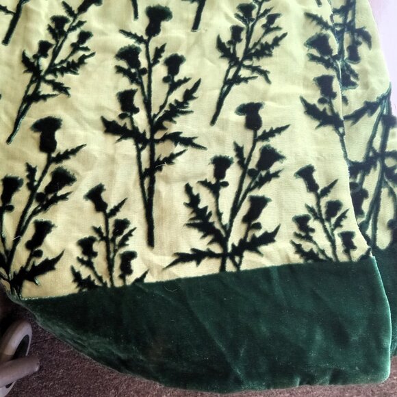 Camilla Ridley London Emerald / Light Green Long Silk / Velvet Scarf - Floral - Picture 2 of 5